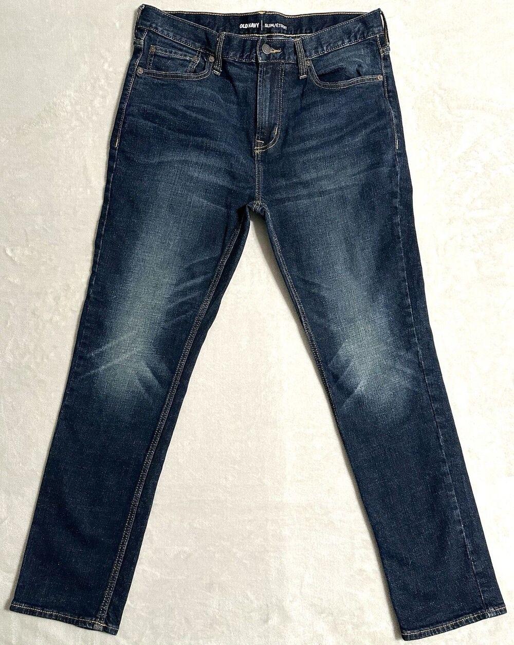Old Navy Mens Jeans 34x30 Dark Wash Slim Fit Flex Stretch Straight Leg Denim